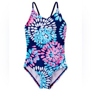 Kanu Surf Girls' Daisy Beach Sport 1-Piece Swimsuit 10 Daisy Navy NWT